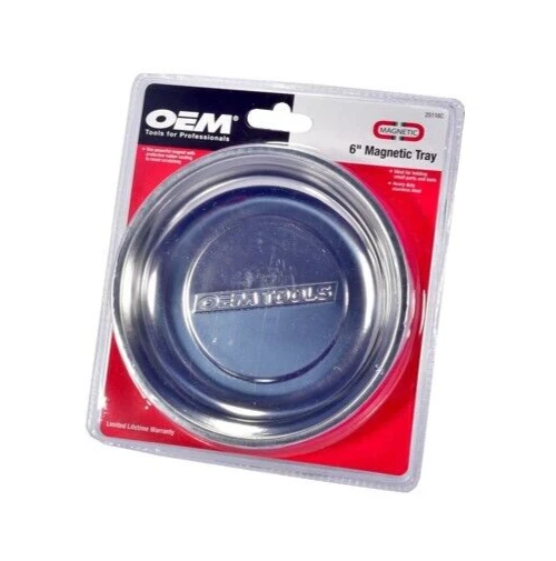 Bandeja de peças magnéticas 6" redonda aço inoxidável resistente a riscos para garagem - Imagem 1 de 1