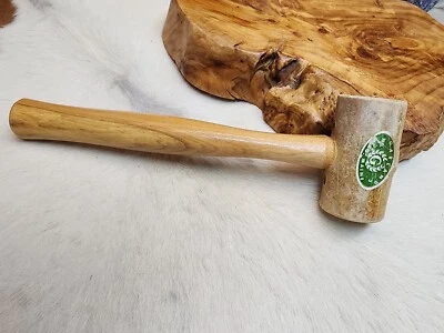 Guirnalda Vintage Cuero MAZO DE CUERO CRUDO Mango Madera - Nº 3 Hecho en EE. UU. Foto 1 de 4