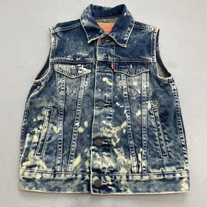 Levi's Girls' Blue Sleeveless Button Up Denim Jean Distressed Vest Size S - Picture 1 of 8