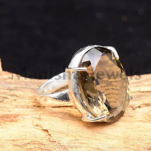 Smoky Topaz Gemstone 925 Sterling Silver Handmade Ring Jewelry All Size SP-129 - Picture 1 of 8