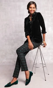 Talbots Reloj Negro Tartán Slim Tobillo Pantalones Talla 6 - Imagen 1 de 11