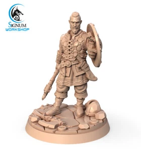 Bjorn Lothbrok Vikingo Nórdico - Juegos Signum - Fantasy Dungeons and Dragons Mini - Imagen 1 de 2