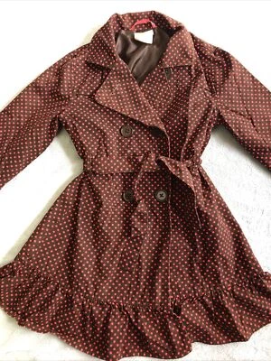 Abrigo Crazy 8 Gymboree Niñas Lunares Marrón Rosa Trinchera M 7-8 Volantes Usado en Excelente Condición Foto 1 de 4