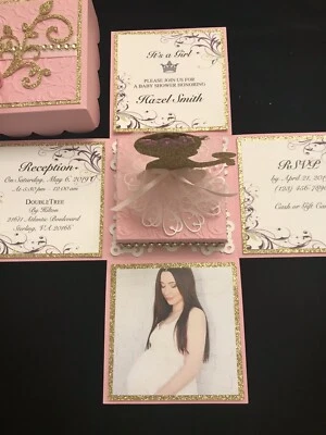 BABY SHOWER,  NEWBORN, BIRTHDAY, OR BAPTISM,EXPLODING BOX INVITATIONS   - Image 1 of 4