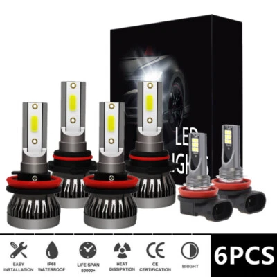 LED Headlights High Low Beam Fog Lights White For Subaru WRX 2015 2016 2017-2018 - Image 1 of 4