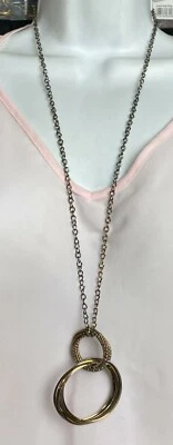  Moda Joyería Collar Usado 31" Oscuro Multi Tonos Oro 2.75" Colgante  Foto 1 de 2