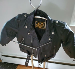 UNIK Cowhides Leather Asymmetrical black  Biker Jackets  vintage  Boys/GIRLS - Picture 1 of 10