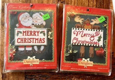 Lote de 2 Kits Colgantes Navidad Punto de Cruz Contados Colores Verdaderos: Santa y Alce Foto 1 de 4