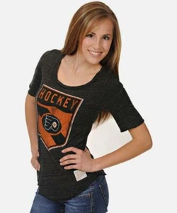 Philadelphia Flyers Scoop Neck Tee  Dark Grey | Size Small - Picture 1 of 1