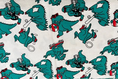 Remant Vintage Green Dinosaur Sports Cotton Fabric 44" x 9" - Image 1 of 2