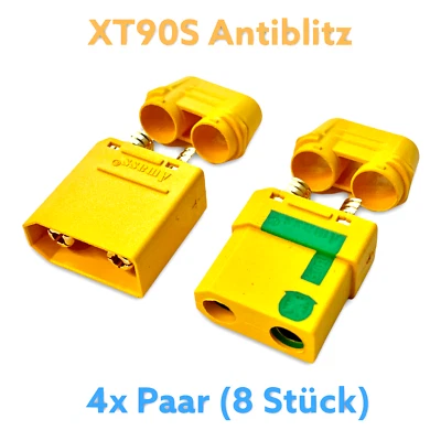 4 Paar 8 Stück Original XT90S Antiblitz Goldstecker Male Female 90A Lipo Akku RC - Bild 1 von 4