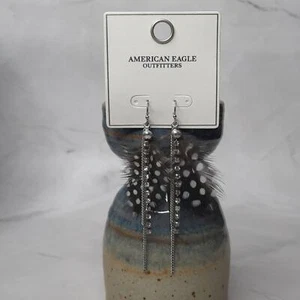 American Eagle Spotted Feather Dangle Earrings - Picture 1 of 6