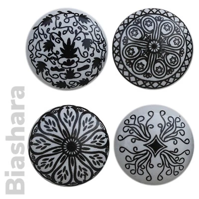 Black and White DOOR KNOBS FLAT CERAMIC Cupboard Handles Drawer Pulls Quality  - Image 1 of 4