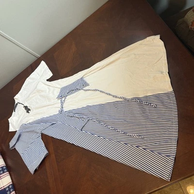 Camiseta Top Blanco Azul Rayas Vestido Corbata Cintura Foto 1 de 4