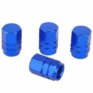 Blue Car Tire Tyre Wheel Air Port Dust Cover Ventil Rim Valve Stem Caps 4PCS - Picture 1 of 21