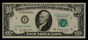 FR 2023-E* $10 1977 Federal Reserve Note US - Star Note - AU+ - SKU-CA1381 - Picture 1 of 2