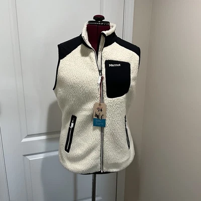 MARMOT 300 SERIES WOMEN’S FLEECE FULL ZIP VEST CREAM  POLARTEC SIZE XL NEW W TAG - Image 1 of 4