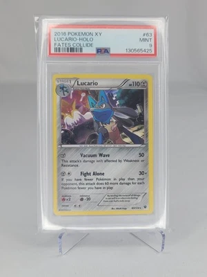 2016 POKEMON XY FATES COLLIDE COSMOS-2017 KNOCK OUT COLL #63 LUCARIO-HOLO PSA 9 - Image 1 of 4