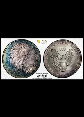 1996 American Silver Eagle PCGS MS 68 | Beautiful Toning - Image 1 of 4