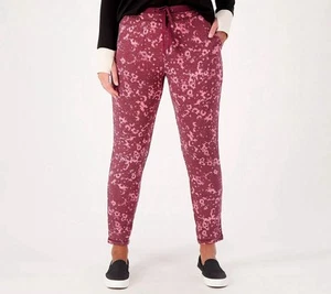 Cuddl Duds Petite Comfortwear Slim Pants Size PS Red Floral A517679 - Picture 1 of 3
