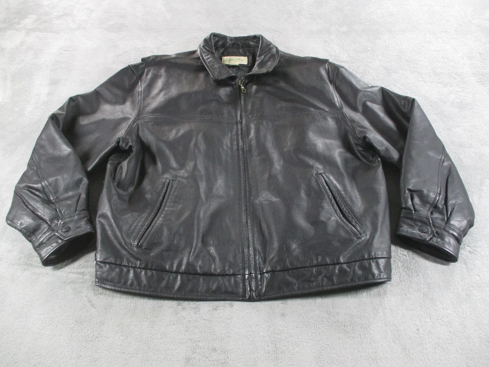 VTG St John's Bay Jacket Mens XXL Black Quilt Lined Leather Bomber Full Zip EUC - Image 1 of 4