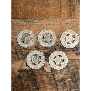 Vtg Set Of 5 Good Luck Coin Token  - Picture 1 of 8
