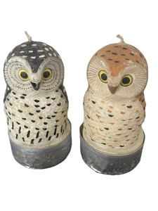 "Par de velas de búho vintage de 3"" de alto" - Imagen 1 de 2