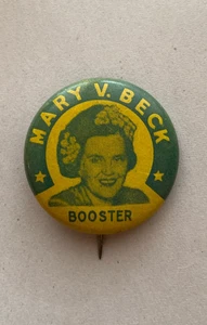 Original Mary V. Beck Detroits First Female City Council Pinback Pin Button - Picture 1 of 3