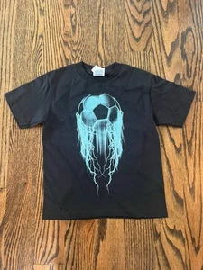 Youth Small Black T-Shirt - Soccer Screen-Print - Size 4 - Picture 1 of 1