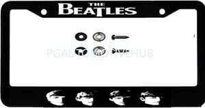 License Plate Frame Black Stainless Steel Vinyl Lettering for the Beatles - Picture 1 of 3