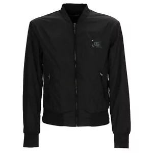 Dolce & Gabbana Nylon Bomber Jacket With Dg Logo And Pockets Black 11489 - Picture 1 of 7