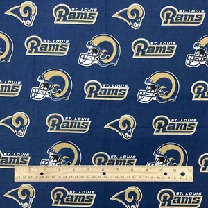 3 1/4 Yards x 43" w St. Louis Rams Saint Louis Rams Cotton Fabric Navy Blue NFL - Picture 1 of 4