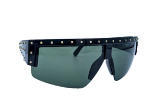 Gianni Versace 393 Vintage NOS New Old Stock Mascherina Nero Lucido Borchie - Foto 1 di 11