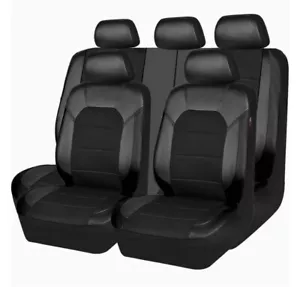 Black Car Seat Covers Full Set PU Leather Front/ Rear 5-Seater Cushion Universal - Bild 1 von 6