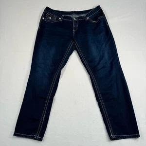 Seven 7 Jeans Womens 16 Blue Mid Rise Dark Wash White Stitch - Picture 1 of 11
