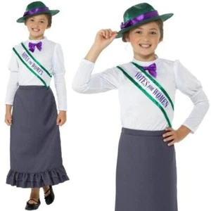 Victorian Suffragette Fancy Dress Costume Girls Emily Book Day Outfit - Picture 1 of 4