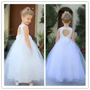 Floral Encaje Corazón Recorte Flor Niña Vestidos Niñas Concurso Vestidos Princesa Vestido - Imagen 1 de 9