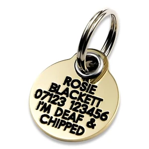 REINFORCED Deeply engraved dog tag, 21mm extra tough solid brass - Picture 1 of 1