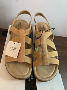 Size 9 M East 5th Womens Tan Sandel, EF Irchiro Tan Sandel, Memory Foam - Picture 1 of 10