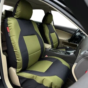 Heavy Duty Canvas Seat Covers For Ford F-150 2009-2023 Green Black Front Pair - Picture 1 of 2