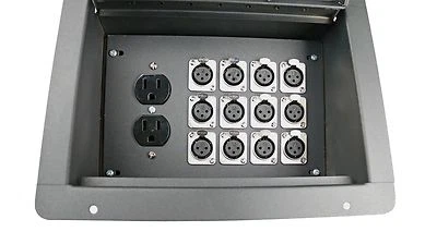 ELITE CORE Recessed Pocket Stage Floor Box w/12 Female XLR Mic Connectors + Duplex AC