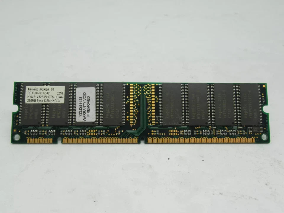 256MB 2RX8 DIMM SD NON-ECC PC133 CL3 133 133MHz 133 MHz SDRam DUAL RANK 16X8 - Image 1 of 1
