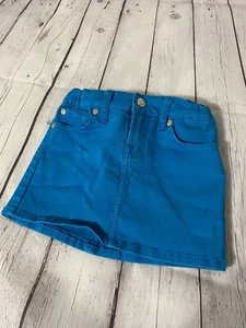 7 for all MANKIND turquoise stretch denim skirt size Kids 6 - Picture 1 of 7