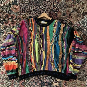 Vintage Multicolor COOGI Cotton Biggie Smalls Sweater 90s Rare 2XL - Picture 1 of 8