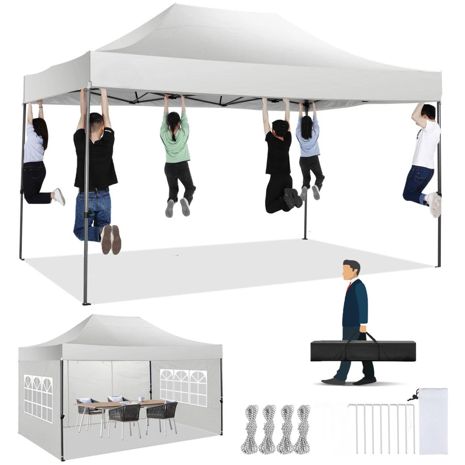 CAROMA Popup Faltpavillon 3x4,5 Wasserdicht Camping Pavillon Faltbarer Gartenpavillon