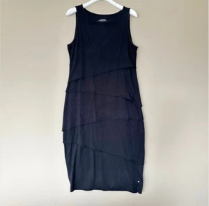 Vestido midi informal de algodón negro sin mangas Shanghai en capas L Buda neón para mujer - Imagen 1 de 6
