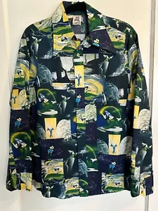 Mens L 1970's Era Disney FANTASIA Print Long Sleeve Shirt - Rare and Excellent! - Picture 1 of 12