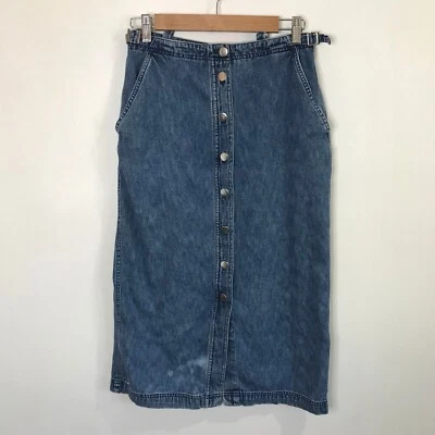 Falda vaquera vintage informal esquina anexo Petite 6P vaquera midi botón delantero occidental Foto 1 de 4