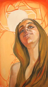 Pintura al óleo modernista retrato niña firmada - Imagen 1 de 12