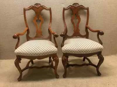 Pair of Walnut Italian Dining Room Chairs Newly Upholstered & Restored - Image 1 of 4